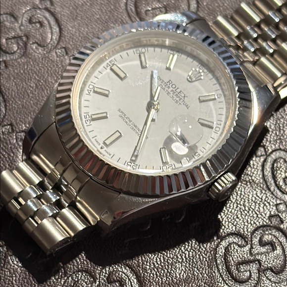Rolex Silver Oyster Perpetual Watch - Picture 6 of 10